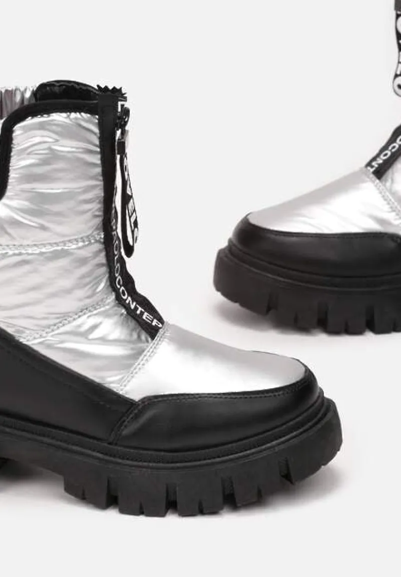 Srebrne Śniegowce na Grubej Podeszwie Rumisa