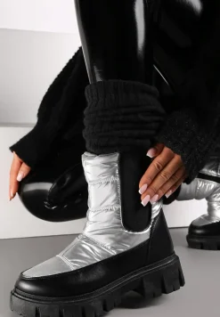 Srebrne Śniegowce Pikowane z Elastyczną Wstawką Erdrigu