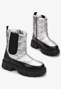 Srebrne Śniegowce Pikowane z Elastyczną Wstawką Erdrigu