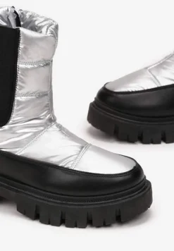 Srebrne Śniegowce Pikowane z Elastyczną Wstawką Erdrigu