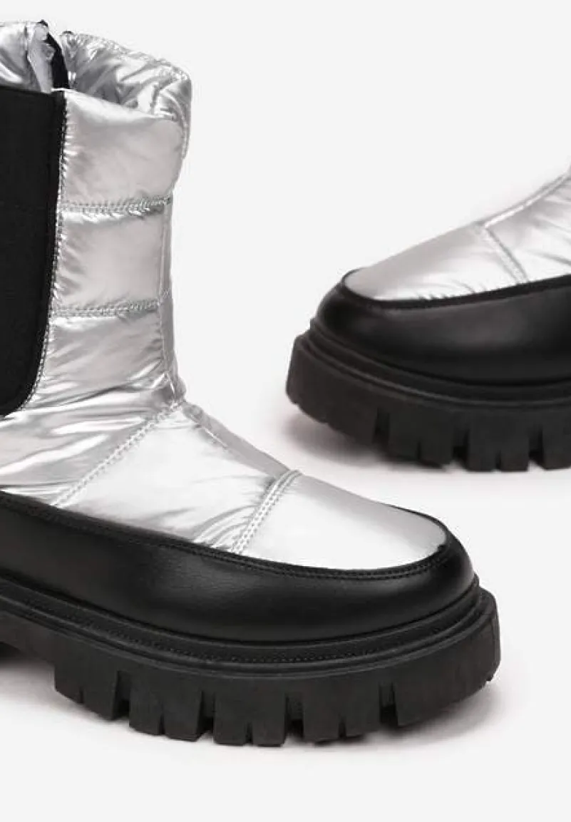 Srebrne Śniegowce Pikowane z Elastyczną Wstawką Erdrigu