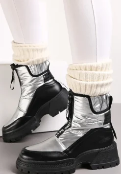 Srebrne Śniegowce Pikowane z Lampasami Hiva