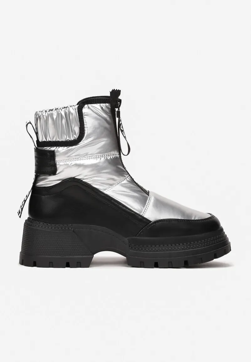 Srebrne Śniegowce Pikowane z Lampasami Hiva