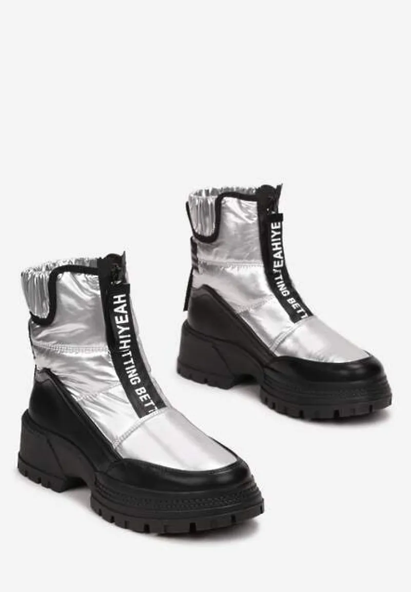 Srebrne Śniegowce Pikowane z Lampasami Hiva