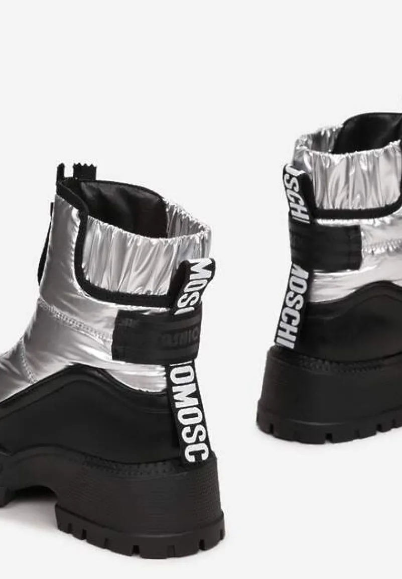 Srebrne Śniegowce Pikowane z Lampasami Hiva