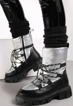 Srebrne Śniegowce Pikowane Metaliczne Essa