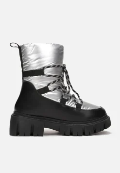 Srebrne Śniegowce Pikowane Metaliczne Essa