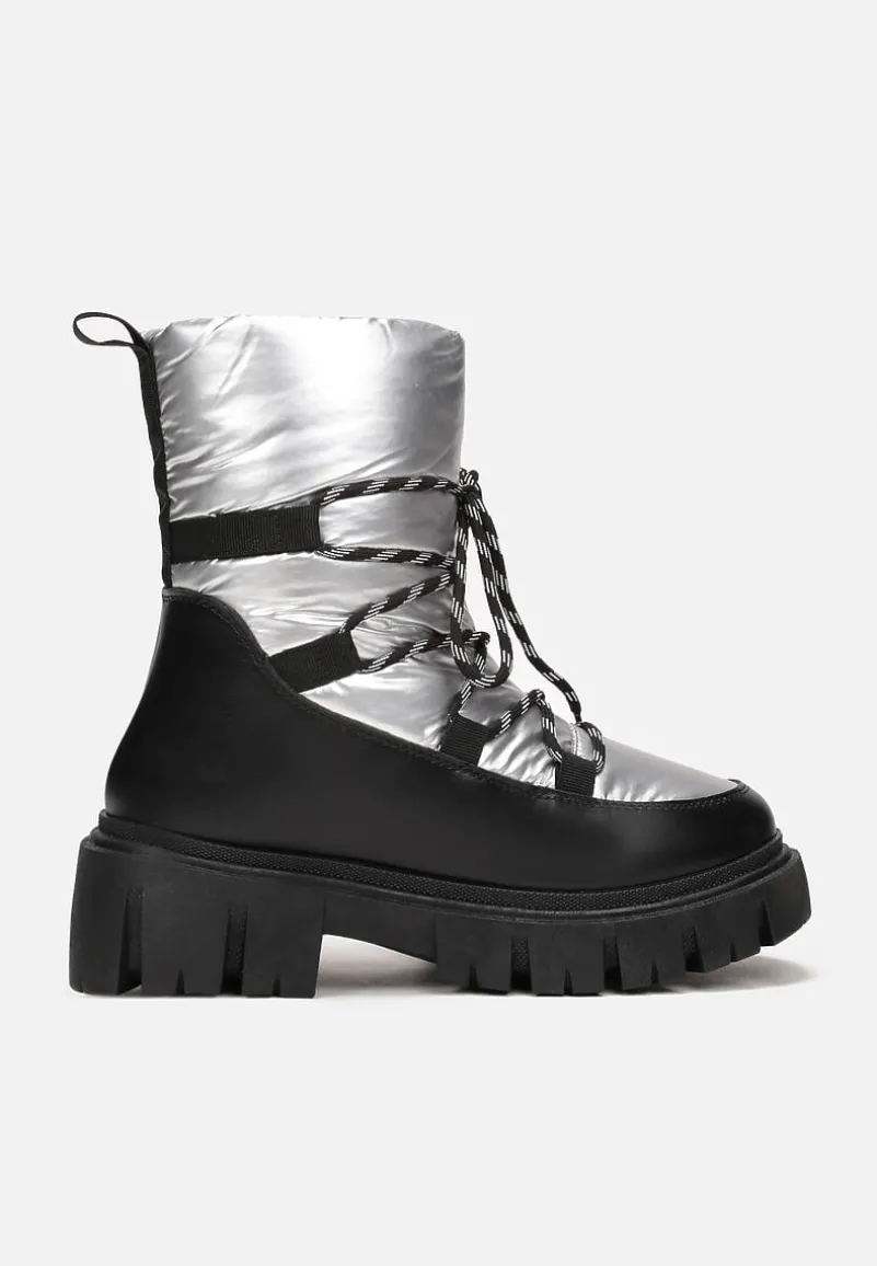 Srebrne Śniegowce Pikowane Metaliczne Essa