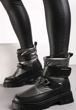 Srebrne Śniegowce z Pikowaną Cholewką na Rzep Simbil