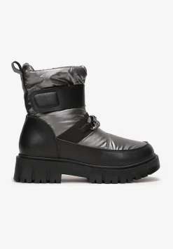 Srebrne Śniegowce z Pikowaną Cholewką na Rzep Simbil