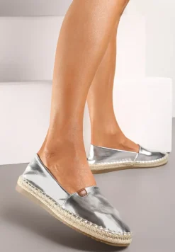 Srebrne Płaskie Casualowe Espadryle w Stylu Boho Lephea
