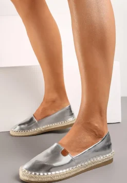 Srebrne Płaskie Casualowe Espadryle w Stylu Boho Lephea