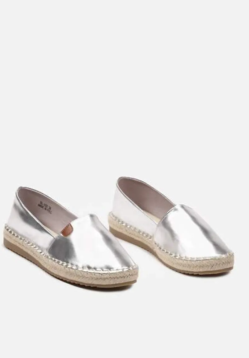 Srebrne Płaskie Casualowe Espadryle w Stylu Boho Lephea