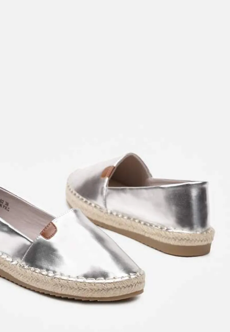 Srebrne Płaskie Casualowe Espadryle w Stylu Boho Lephea