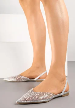 Srebrne Sandały z Przezroczystą Cholewką Ozdobione Cyrkoniami Silevea