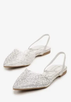 Srebrne Sandały z Przezroczystą Cholewką Ozdobione Cyrkoniami Silevea