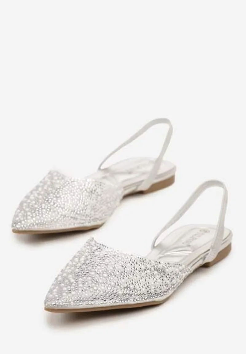 Srebrne Sandały z Przezroczystą Cholewką Ozdobione Cyrkoniami Silevea