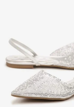 Srebrne Sandały z Przezroczystą Cholewką Ozdobione Cyrkoniami Silevea