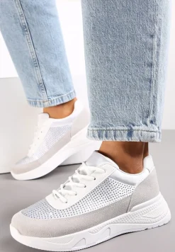 Srebrne Sneakersy z Drobnymi Cyrkoniami Hinekle