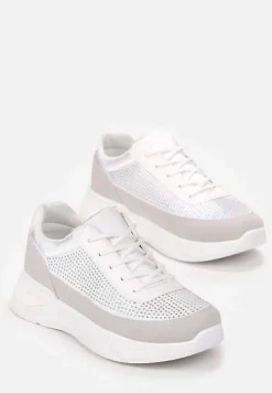 Srebrne Sneakersy z Drobnymi Cyrkoniami Hinekle