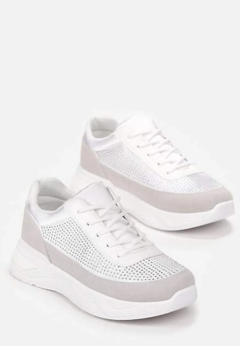 Srebrne Sneakersy z Drobnymi Cyrkoniami Hinekle