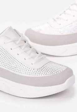 Srebrne Sneakersy z Drobnymi Cyrkoniami Hinekle