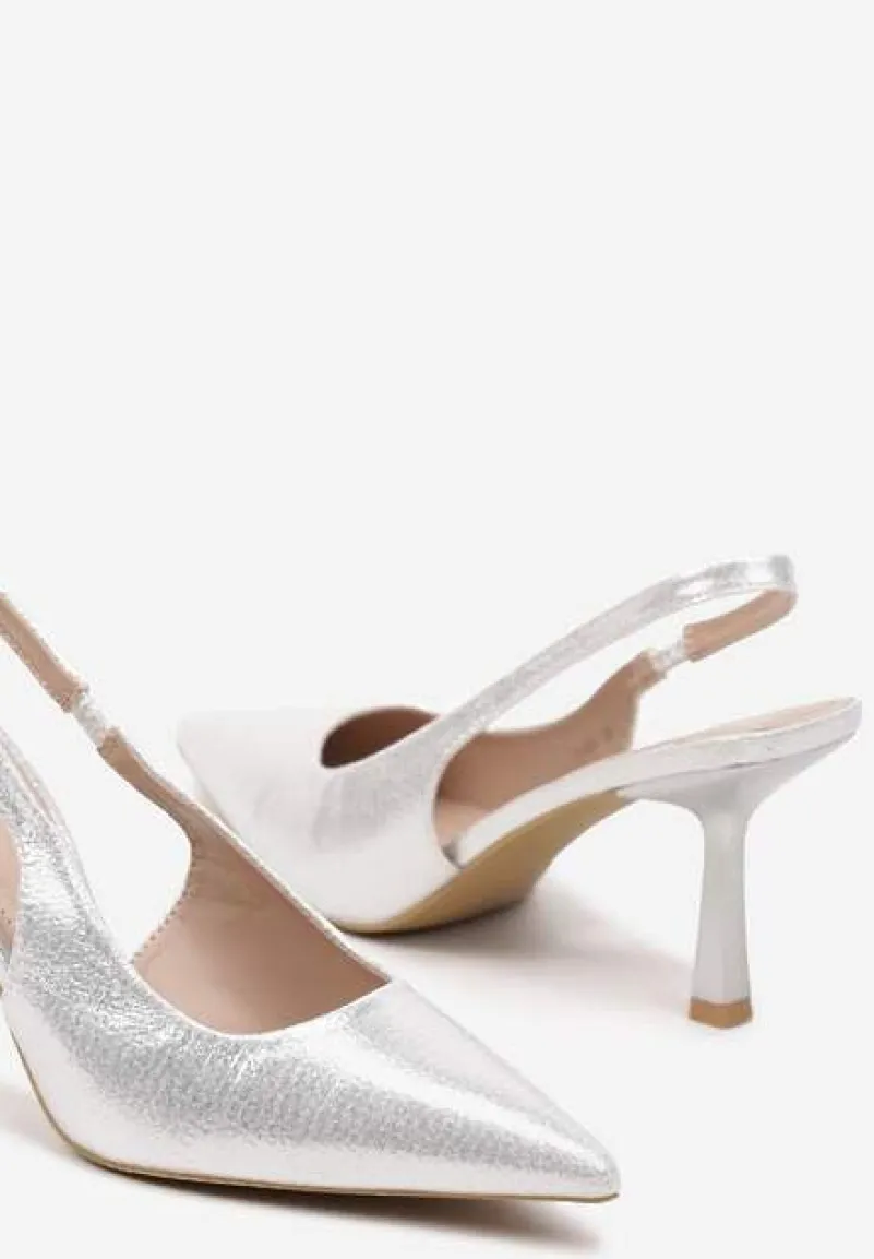 Srebrne Szpilki Bez Pięty o Klasycznym Fasonie Arnora