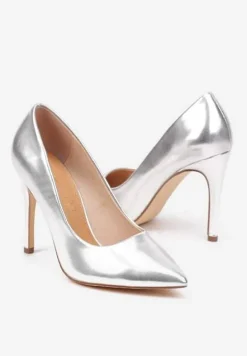 Srebrne Szpilki Vices w Klasycznym Stylu z Wkładką ze Skóry Naturalnej Innaris