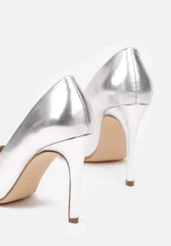 Srebrne Szpilki Vices w Klasycznym Stylu z Wkładką ze Skóry Naturalnej Innaris