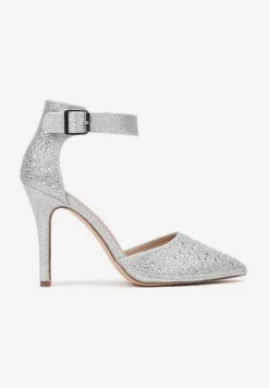 Srebrne Szpilki Vices z Drobnymi Cyrkoniami i Skórzaną Wkładką Vortinia