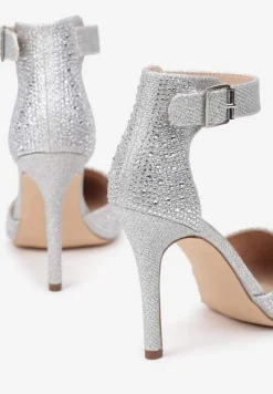 Srebrne Szpilki Vices z Drobnymi Cyrkoniami i Skórzaną Wkładką Vortinia