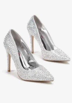 Srebrne Szpilki w Cyrkonie ze Szpiczastym Noskiem Lysane