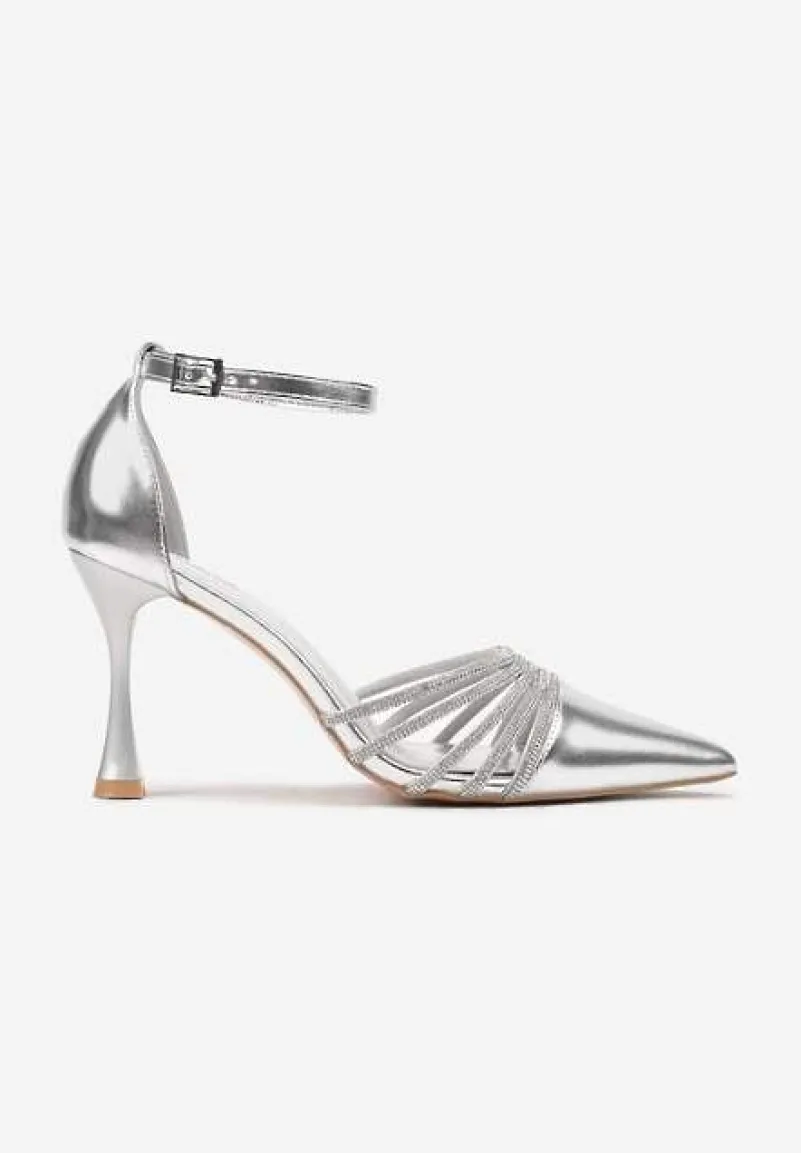 Srebrne Szpilki w Eleganckim Stylu z Cyrkoniowymi Paskami Erisorae