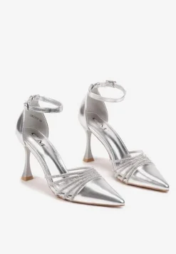 Srebrne Szpilki w Eleganckim Stylu z Cyrkoniowymi Paskami Erisorae