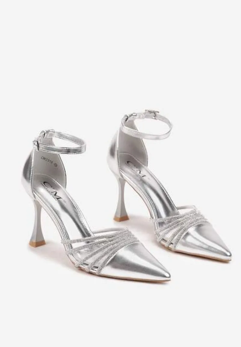 Srebrne Szpilki w Eleganckim Stylu z Cyrkoniowymi Paskami Erisorae