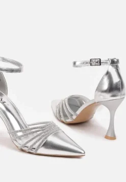 Srebrne Szpilki w Eleganckim Stylu z Cyrkoniowymi Paskami Erisorae