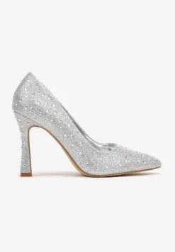 Srebrne Szpilki w Klasycznym Stylu Ozdobione Cyrkoniami Brokatem Rivashea