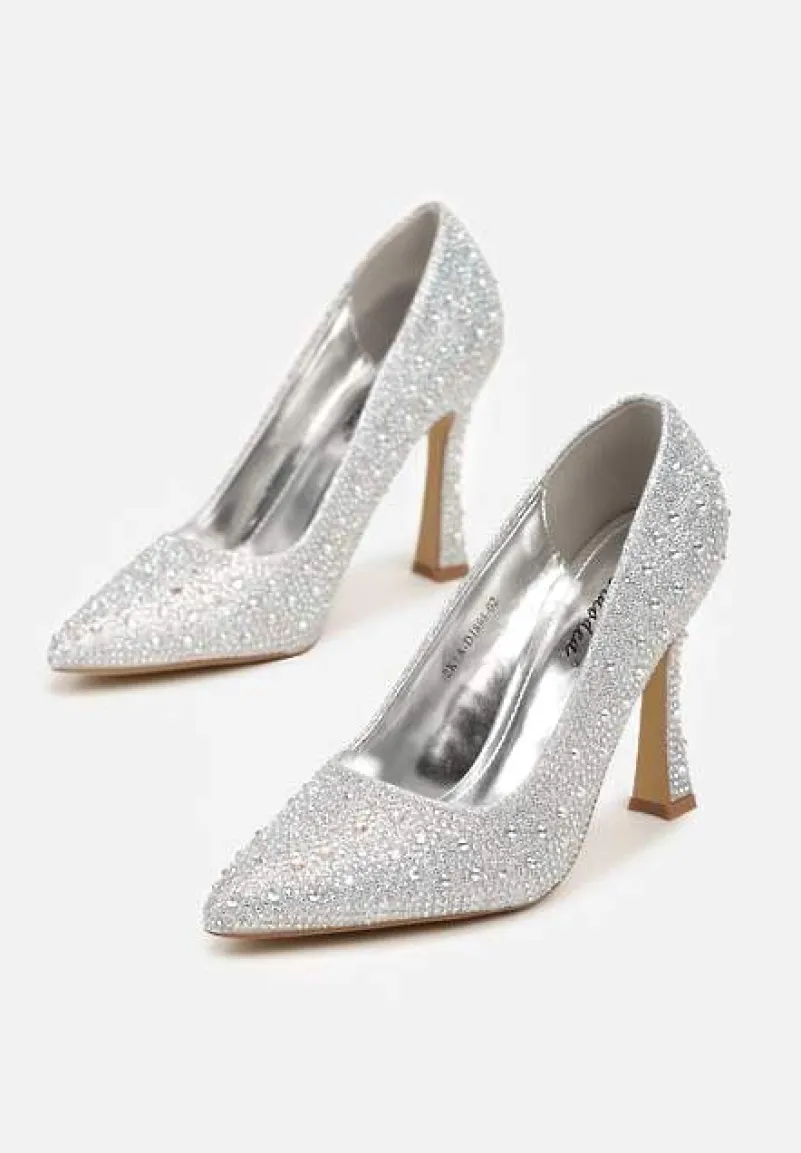 Srebrne Szpilki w Klasycznym Stylu Ozdobione Cyrkoniami Brokatem Rivashea