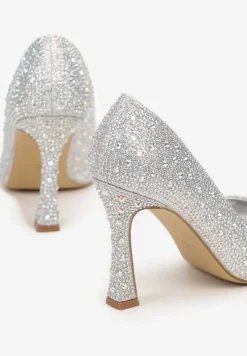 Srebrne Szpilki w Klasycznym Stylu Ozdobione Cyrkoniami Brokatem Rivashea