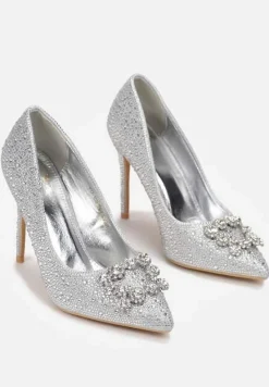 Srebrne Szpilki z Brokatem i Cyrkoniami Dulcinia