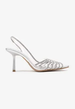 Srebrne Szpilki z Transparentnym Noskiem z Cyrkoniami Arrsela