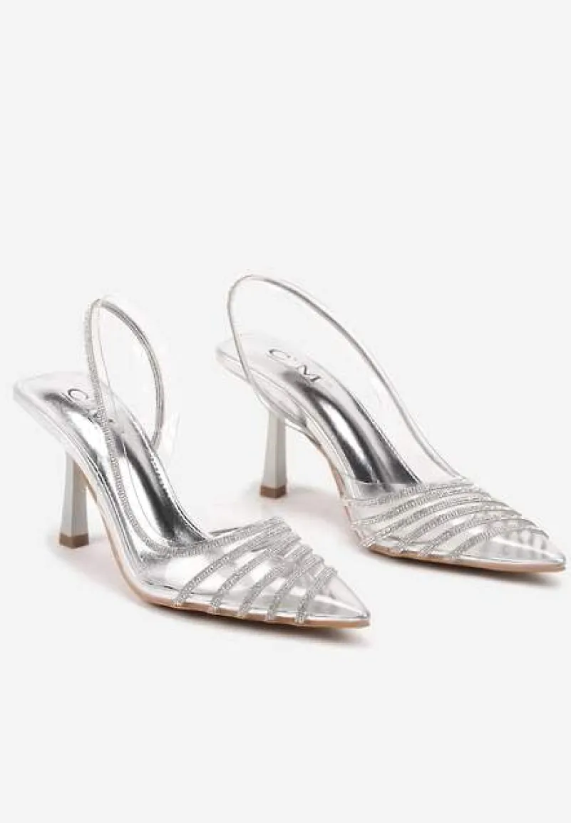 Srebrne Szpilki z Transparentnym Noskiem z Cyrkoniami Arrsela