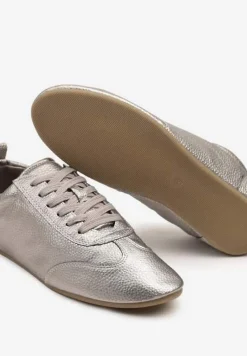 Srebrne Tenisówki bez Zdobień z Ekoskóry Verillis