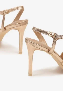 Szampańskie Asymetryczne Sandały Vices na Obcasie ze Szpiczastym Noskiem Niriese