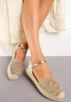 Szampańskie Ażurowe Espadryle na Grubej Podeszwie z Plecionki Avelvia