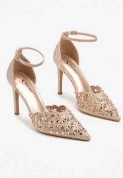 Szampańskie Ażurowe Szpilki z Cyrkoniami Nurissa