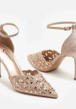 Szampańskie Ażurowe Szpilki z Cyrkoniami Nurissa