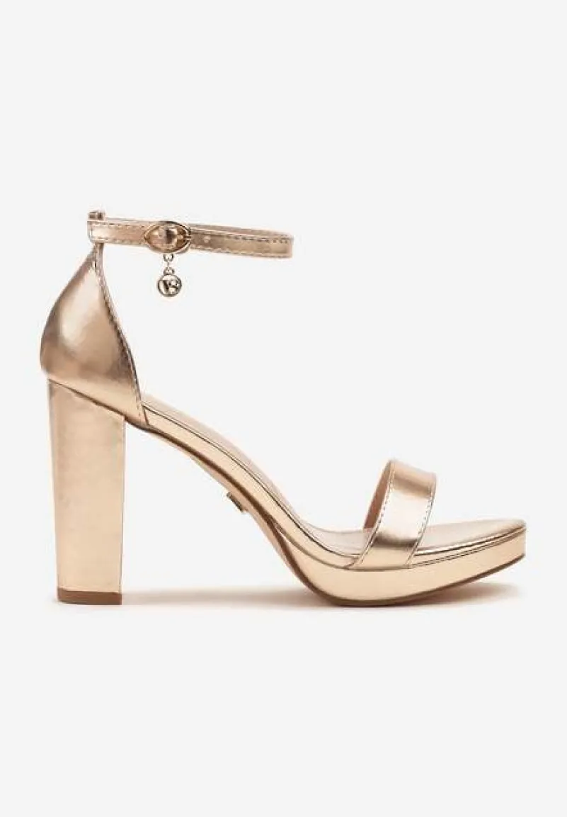 Szampańskie Basicowe Sandały Vices na Platformie i Słupku Taeli