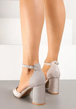 Szampańskie Brokatowe Czółenka na Słupku Loresi