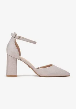 Szampańskie Brokatowe Czółenka na Słupku Loresi